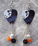 Jack o' Lantern Tree Guitar Pick Earrings with Jack o' Lantern Charm and Pave Bead Dangles