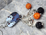 Jack o' Lantern Tree Guitar Pick Earrings with Jack o' Lantern Charm and Pave Bead Dangles