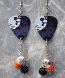 Jack o' Lantern Tree Guitar Pick Earrings with Jack o' Lantern Charm and Pave Bead Dangles