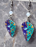 Halloween Themed Guitar Pick Earrings with Opal Swarovski Crystals