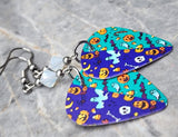 Halloween Themed Guitar Pick Earrings with Opal Swarovski Crystals