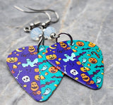 Halloween Themed Guitar Pick Earrings with Opal Swarovski Crystals