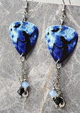 Grim Reaper Guitar Pick Earrings with Charm and Swarovski Crystal Dangles