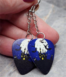 Haunted Castle in Front of a Full Moon Dangling Guitar Pick Earrings