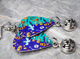 Halloween Themed Guitar Pick Earrings with Jack o' Lantern Charms