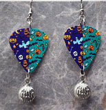 Halloween Themed Guitar Pick Earrings with Jack o' Lantern Charms