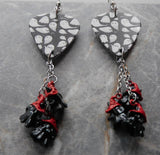 Ghosts That Say Boo Guitar Pick Earrings with Red and Black Ghost Dangles