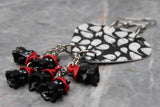 Ghosts That Say Boo Guitar Pick Earrings with Red and Black Ghost Dangles