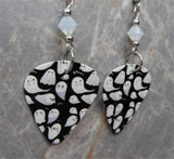 Ghosts That Say Boo Guitar Pick Earrings with Opal Swarovski Crystals