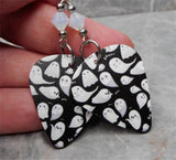 Ghosts That Say Boo Guitar Pick Earrings with Opal Swarovski Crystals