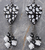 Ghosts That Say Boo Guitar Pick Earrings with White and Black Ghost Dangles