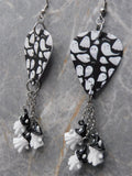 Ghosts That Say Boo Guitar Pick Earrings with White and Black Ghost Dangles