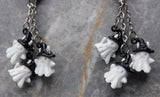 Ghosts That Say Boo Guitar Pick Earrings with White and Black Ghost Dangles