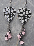 Ghosts That Say Boo Guitar Pick Earrings with Pink and Black Ghost Dangles