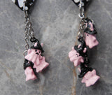 Ghosts That Say Boo Guitar Pick Earrings with Pink and Black Ghost Dangles