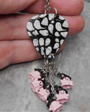 Ghosts That Say Boo Guitar Pick Earrings with Pink and Black Ghost Dangles