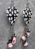 Ghosts That Say Boo Guitar Pick Earrings with Pink and Black Ghost Dangles