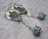 Haunted House Guitar Pick Earrings with Gray ABx2 Pave Bead Dangles