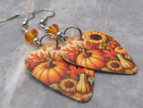 Autumnal Scene Guitar Pick Earrings with Orange Swarovski Crystals