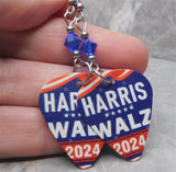 Harris and Walz 2024 Guitar Pick Earrings with Blue Swarovski Crystals