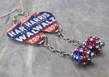 Harris Walz 2024 Guitar Pick Earrings with American Flag Pave Bead Dangles