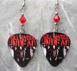 Hollywood Undead Guitar Pick Earrings with Red Swarovski Crystals