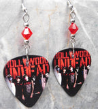 Hollywood Undead Guitar Pick Earrings with Red Swarovski Crystals
