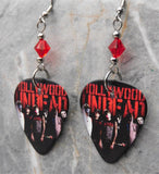 Hollywood Undead Guitar Pick Earrings with Red Swarovski Crystals