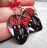 Hollywood Undead Guitar Pick Earrings with Red Swarovski Crystals