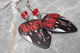 Hollywood Undead Guitar Pick Earrings with Red Swarovski Crystals