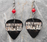 Hollywood Undead Logo Guitar Pick Earrings with Opaque Red Swarovski Crystals