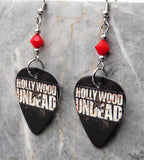 Hollywood Undead Logo Guitar Pick Earrings with Opaque Red Swarovski Crystals