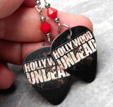Hollywood Undead Logo Guitar Pick Earrings with Opaque Red Swarovski Crystals
