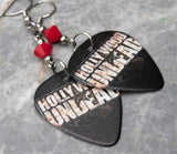 Hollywood Undead Logo Guitar Pick Earrings with Opaque Red Swarovski Crystals