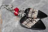 Hollywood Undead Logo Guitar Pick Earrings with Opaque Red Swarovski Crystals