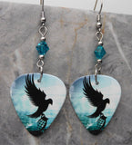 Hollywood Undead Guitar Pick Earrings with Teal Swarovski Crystals