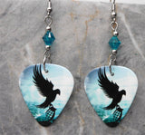 Hollywood Undead Guitar Pick Earrings with Teal Swarovski Crystals