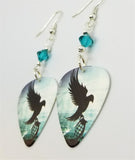 Hollywood Undead Guitar Pick Earrings with Teal Swarovski Crystals