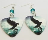 Hollywood Undead Guitar Pick Earrings with Teal Swarovski Crystals