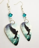 Hollywood Undead Guitar Pick Earrings with Teal Swarovski Crystals