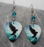 Hollywood Undead Guitar Pick Earrings with Teal Swarovski Crystals