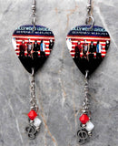 Hollywood Undead Desperate Measures Guitar Pick Earrings with Stainless Steel Treble Clef Charms and Swarovski Crystal Dangles