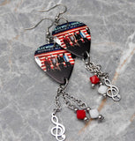 Hollywood Undead Desperate Measures Guitar Pick Earrings with Stainless Steel Treble Clef Charms and Swarovski Crystal Dangles