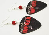 Hollywood Undead Guitar Pick Earrings with Red Pave Beads