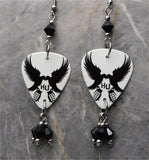 Hollywood Undead on White Guitar Pick Earrings with Black Swarovski Crystal Dangles