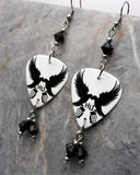 Hollywood Undead on White Guitar Pick Earrings with Black Swarovski Crystal Dangles