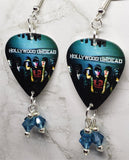 Hollywood Undead Swan Songs Guitar Pick Earrings with Indicolite Swarovski Crystal Dangles