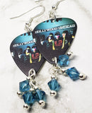 Hollywood Undead Swan Songs Guitar Pick Earrings with Indicolite Swarovski Crystal Dangles