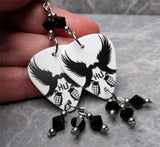 Hollywood Undead on White Guitar Pick Earrings with Black Swarovski Crystal Dangles