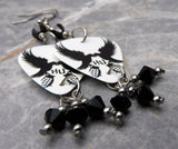 Hollywood Undead on White Guitar Pick Earrings with Black Swarovski Crystal Dangles